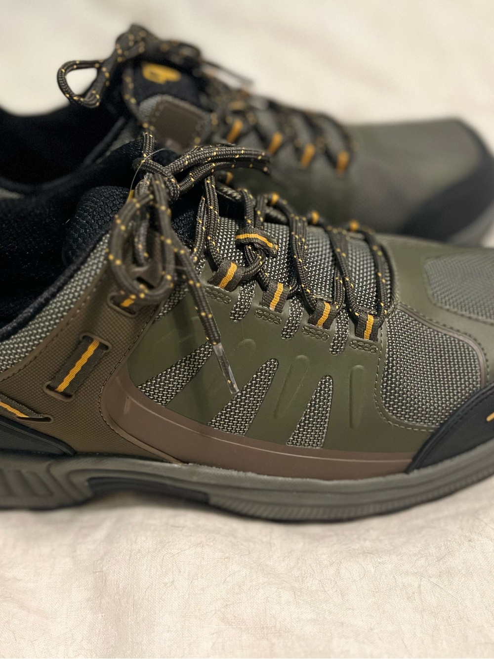 Women's Olive Green Athletic Sneakers with Yellow Trim